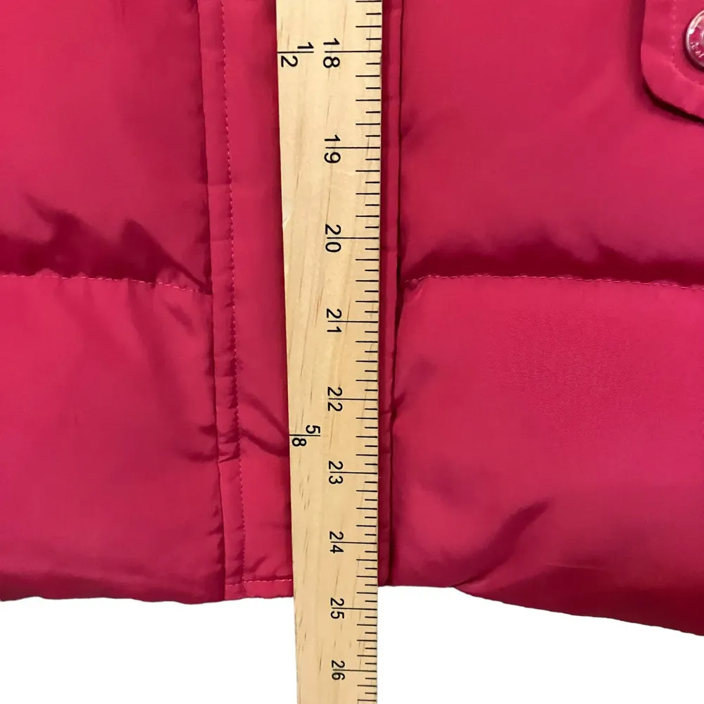 Talbots Women's Pink Hooded Faux Fur Duck Down Puffer Vest Size Small - Image 9