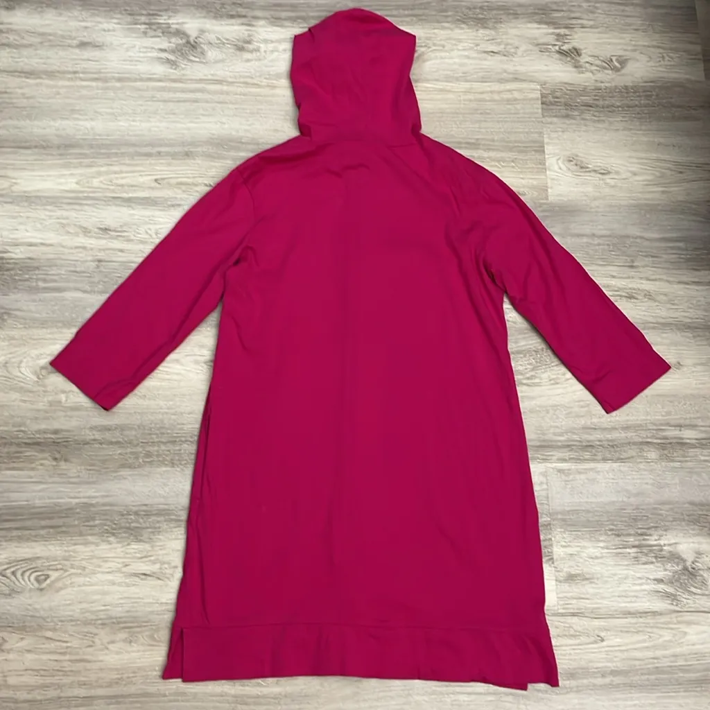 L.L. Bean Hot Pink 3/4 Sleeve Long Zip Front Lightweight Hoodie Size Small - Image 8
