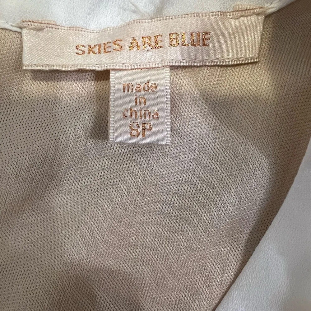 Skies Are Blue Anthropologie Dress Cream Lined Semi Sheer Small Petite - Image 2