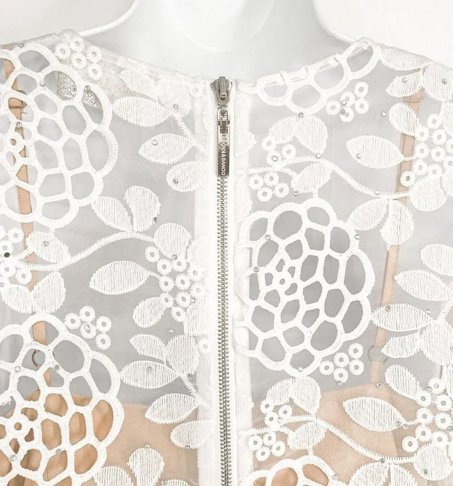 Bronx and Banco Rhinestone Studded Floral Lace Fringe Tassel Asymmetrical Dress - Image 11