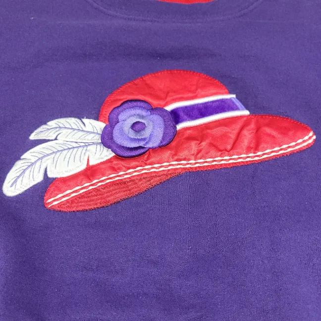 Vintage Top Stitch By Morning Sun Sweatshirt Size XL Vintage Sweater Embroidered Hat Purple - Image 4