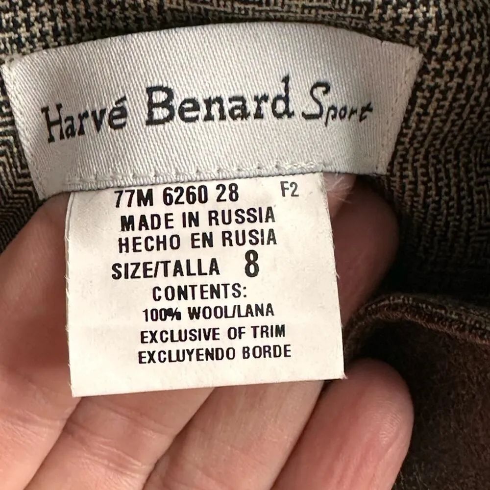Vintage Herve Bernard Wool With Leather Trim Suit Set Brown Size 8 - Image 10