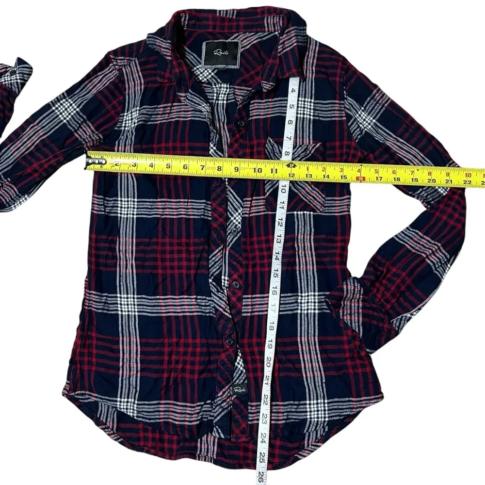 Rails Shirt Button Up Top Blouse Burgundy Plaid Western Boho Fleece - Image 3