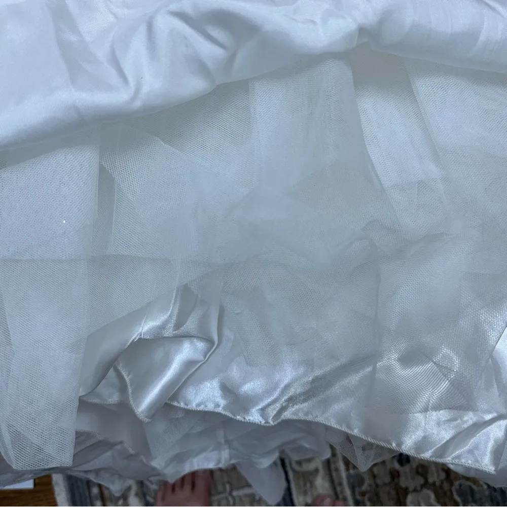 Say Yes to the Prom Embroidered Tulle Ball Gown Prom Black White Floral Lace 7/8 - Image 11