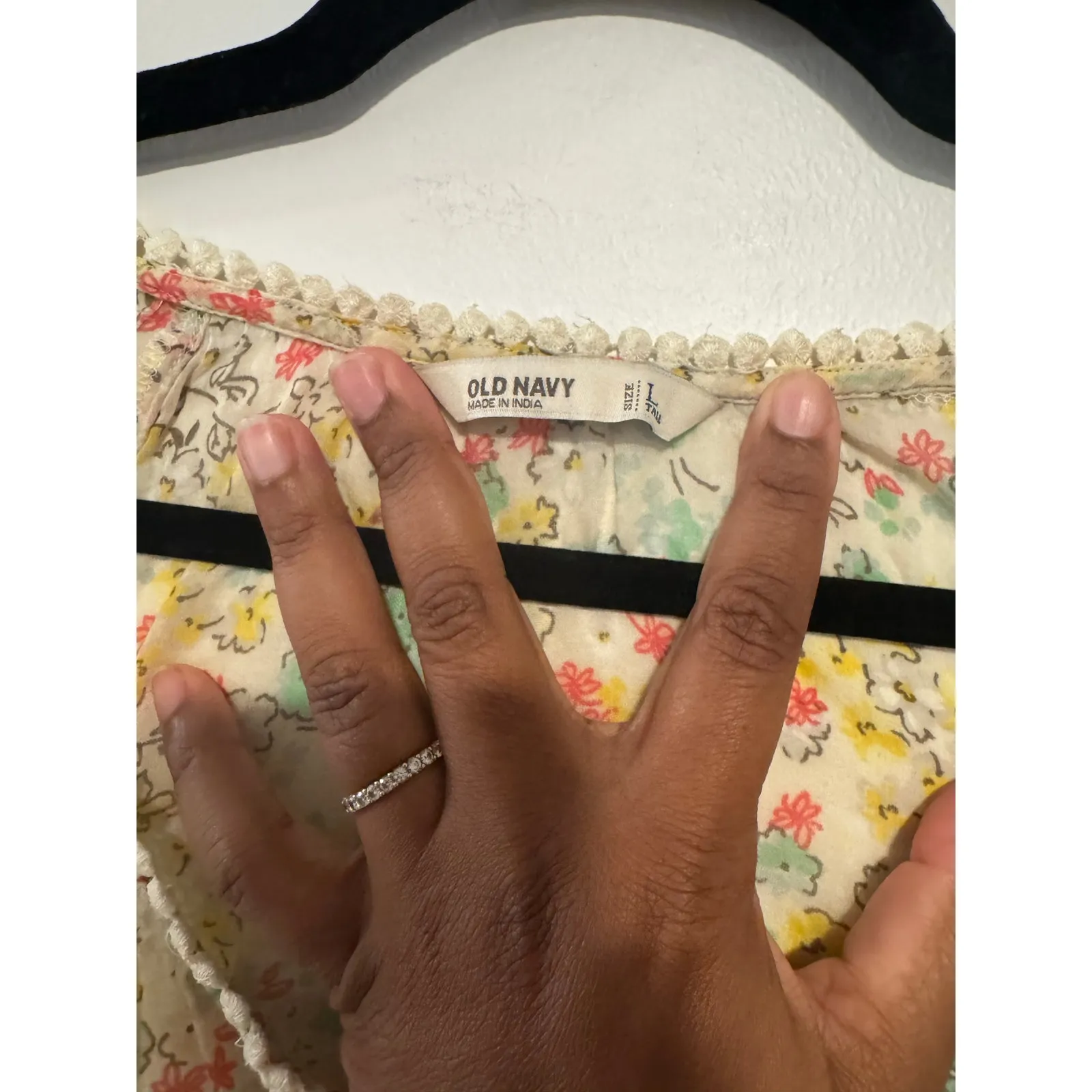 Old Navy Floral Boho Peasant Top Women’s L Tall Sheer Cap Sleeve cottagecore - Image 6