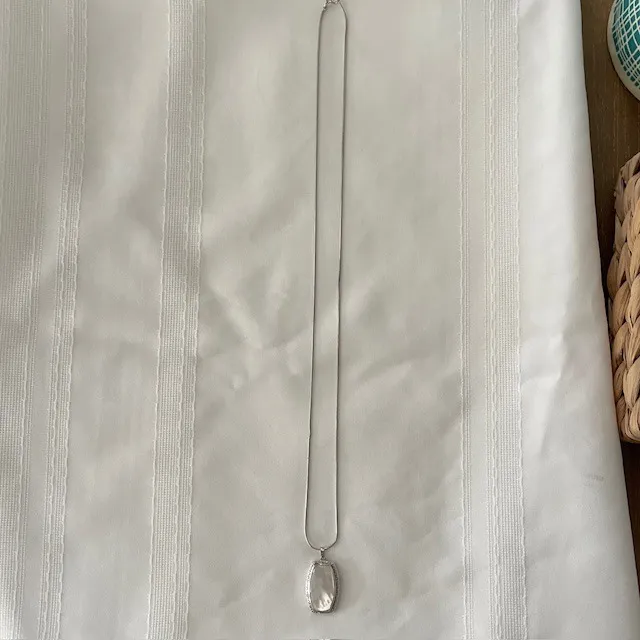 Vintage Sterling Silver Mother of Pearl Pendant Necklace - Image 4