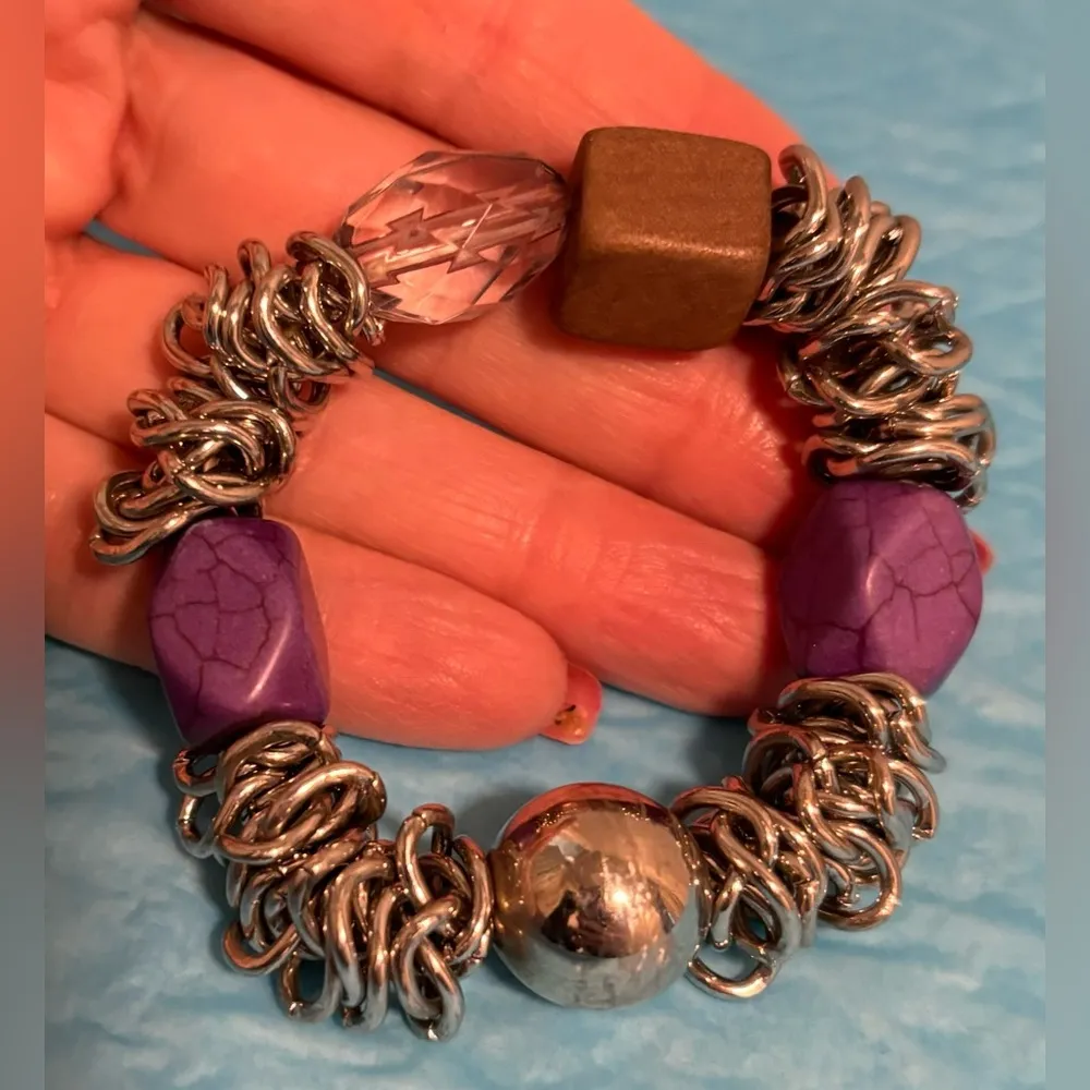 2 Silver Stretch Bracelets - Image 4