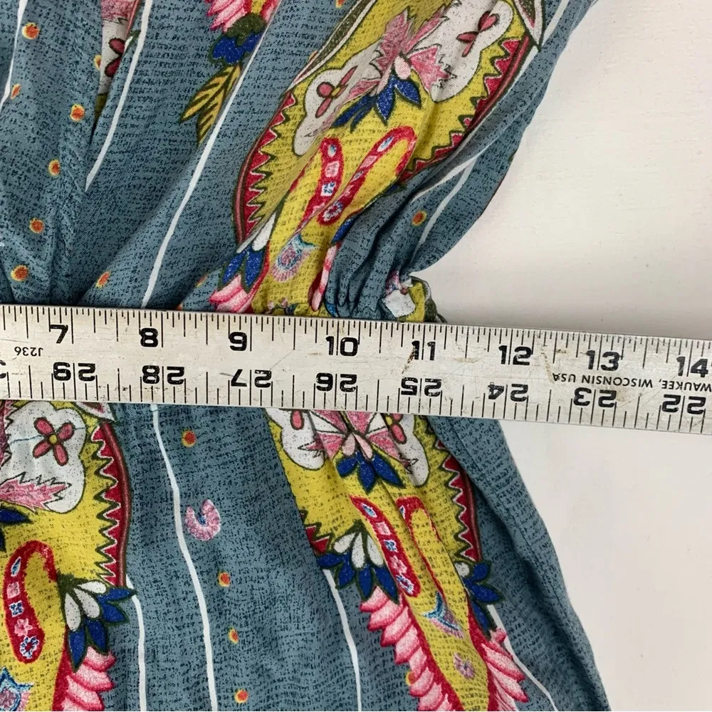 Jaase women's small blue jumpsuit wide leg romper one-piece boho crop fit vaca c - Image 11