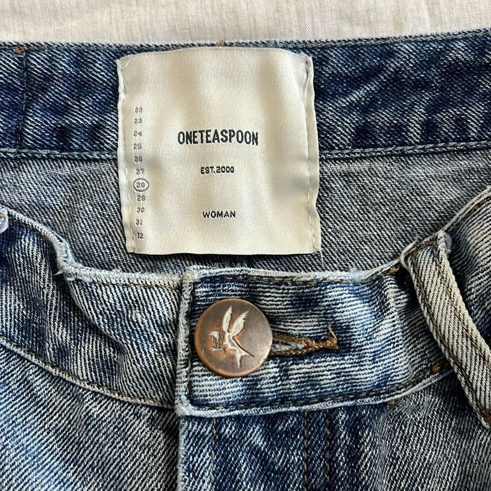 One Teaspoon Bonita High Waist Cut Off Denim Shorts Size 28 - Image 4