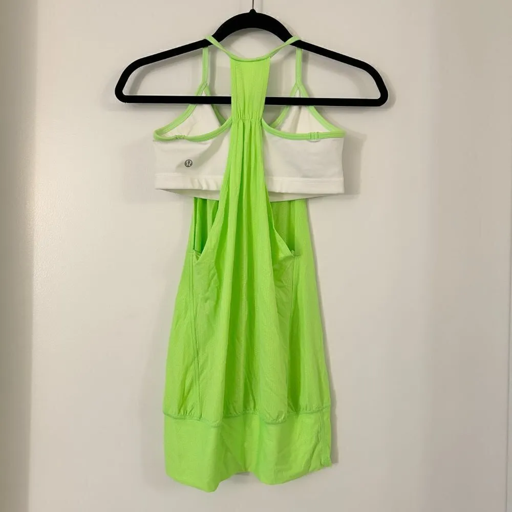 Lululemon No Limits Tank Zippy Green/White Size 4 - Image 5
