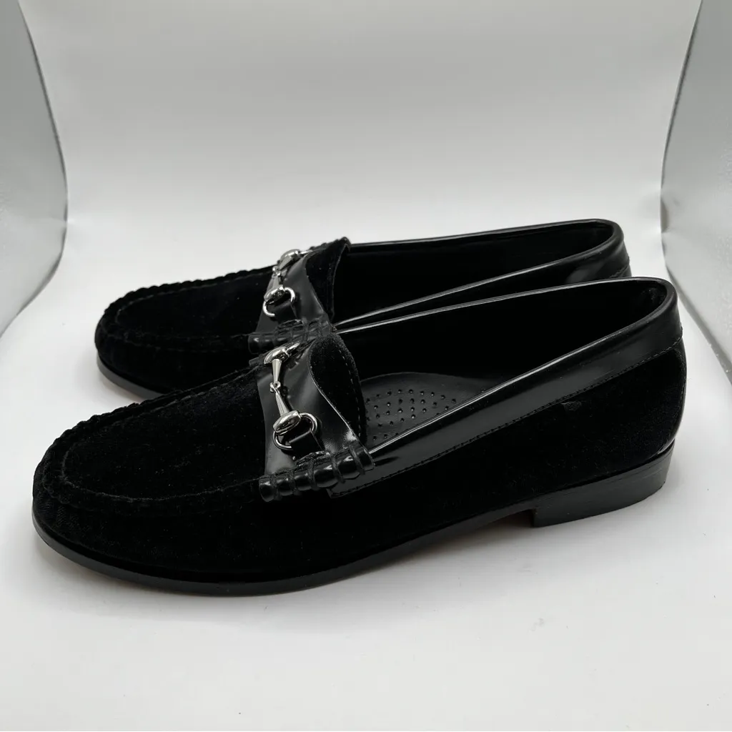 NWOB G.H. BASS WEEJUNS Lianna Black Velvet Horsebit Loafers Size 8 - Image 3