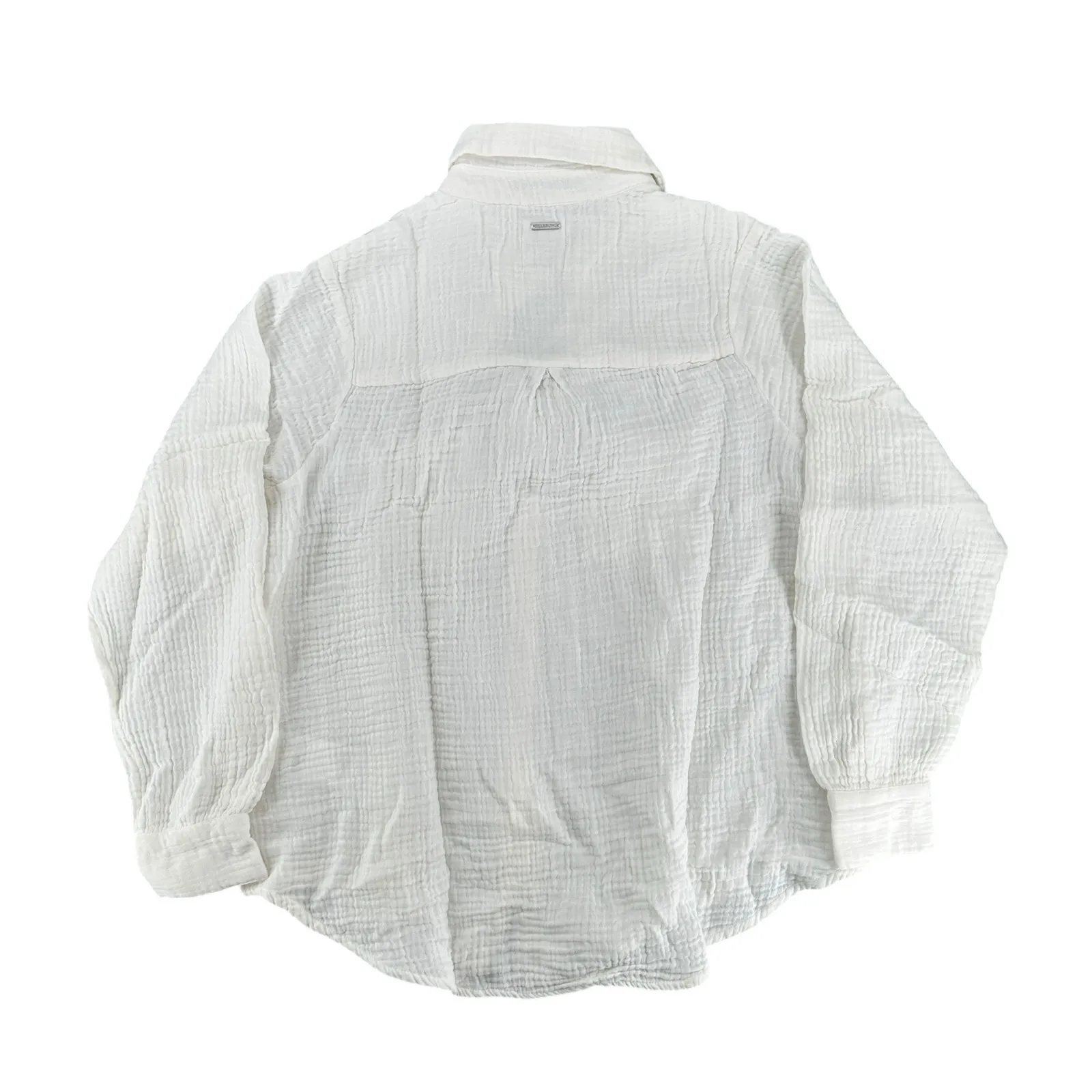 Billabong Large White 100% Cotton Tunic Button Down Top Collared Long Sleeve S - Image 4
