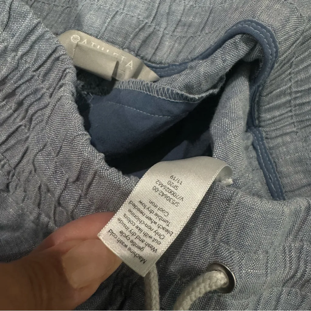 Athleta Cabo Linen‎ Joggers In Blue Size 2 - Image 4