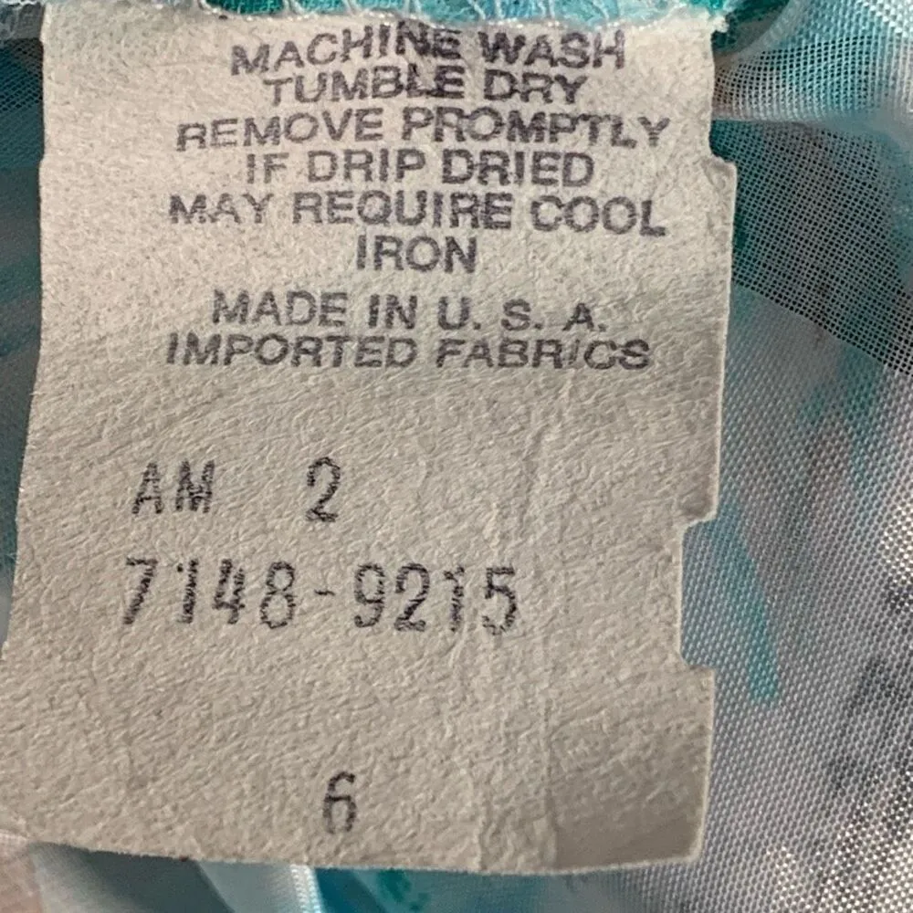 Vintage 90s Midi Skirt Abstract Floral Pastel Blue Semi - Image 5