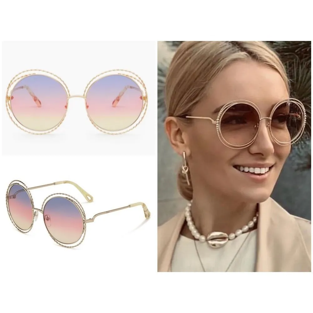 💕CHLOE💕 Carlina Twist Round Sunglasses ~ Gold Rainbow Gradient New in Box - Image 7