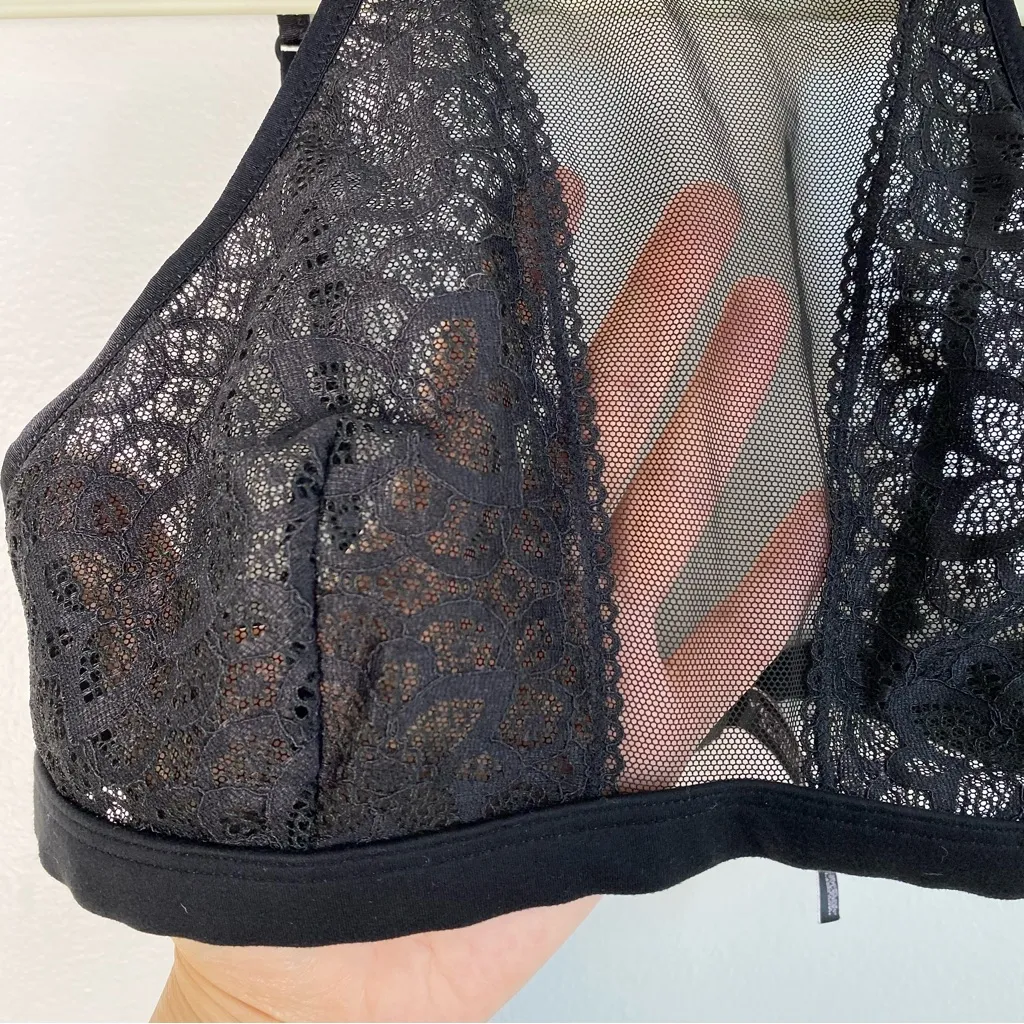 Victoria’s Secret Dream Angels Bralette Black Lace Mesh Sheer Bra Size Small - Image 5