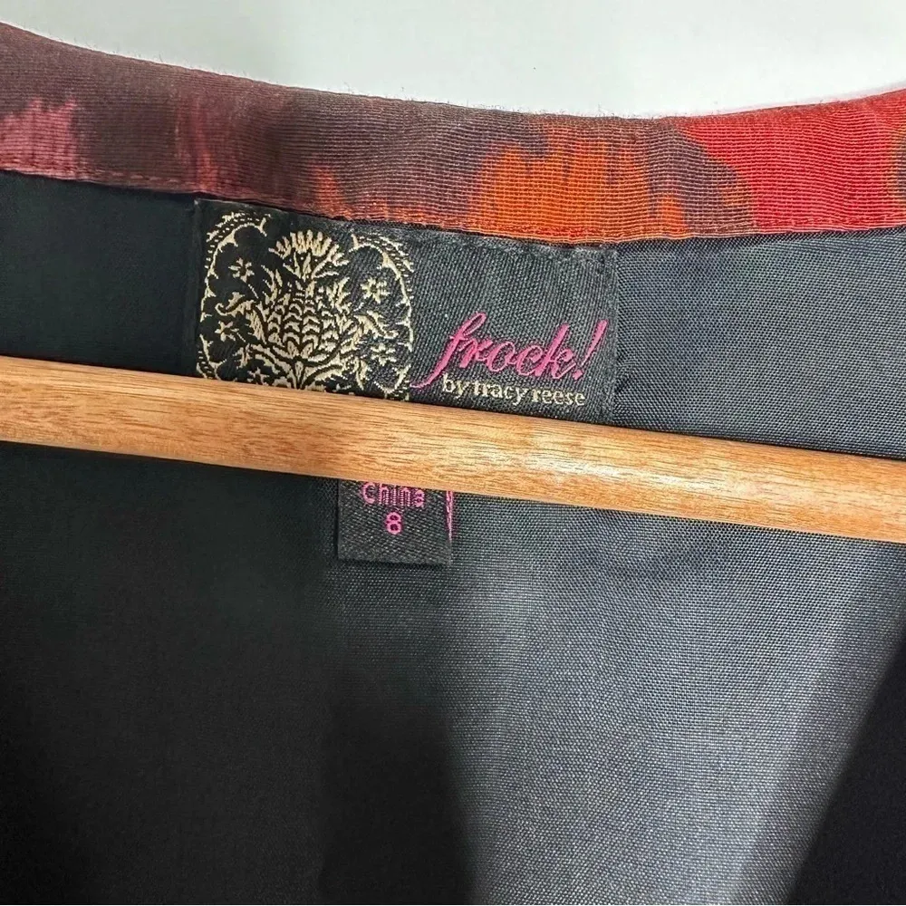 Frock Tracy Reece Watercolor Print Silk Blend Cap Sleeve Dress Size 8 - Image 6