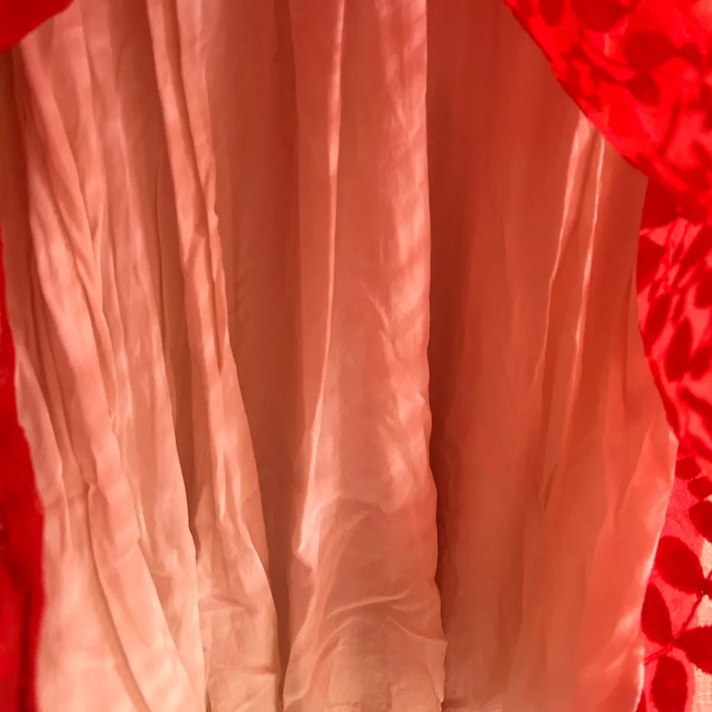 FREE PEOPLE Red Mesh Floral Lace Overlay Dress Size 4 - Image 13