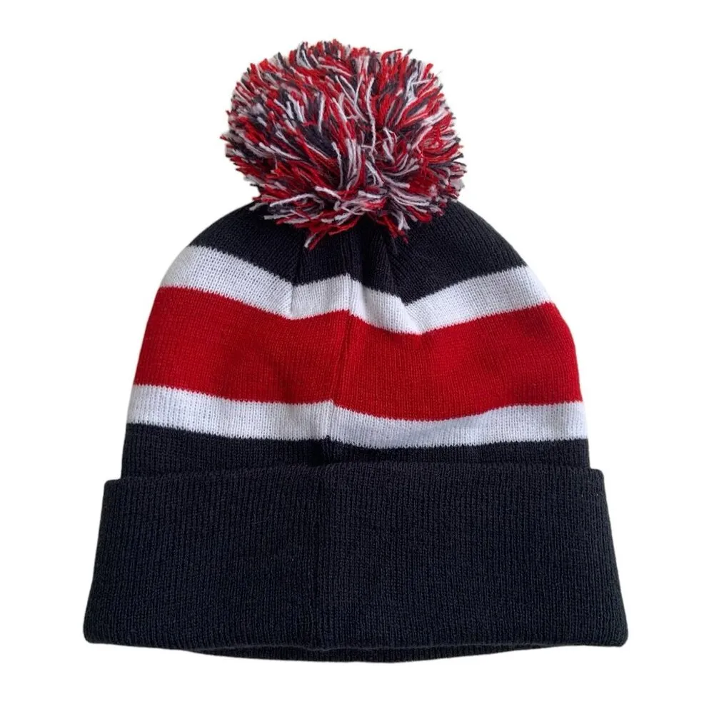 Boston Red Sox Fanatics Stripe Cuffed Knit Hat with Pom black red white 47brand - Image 2
