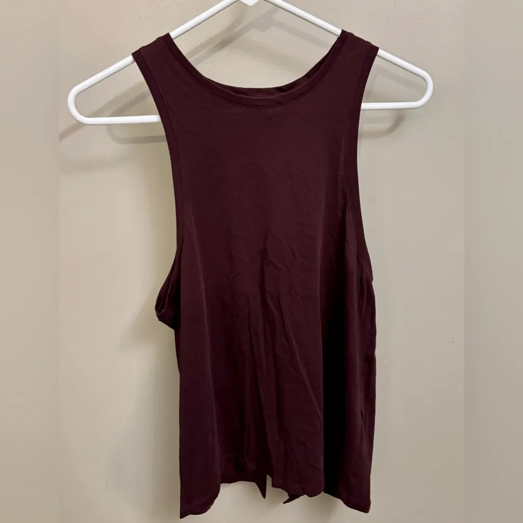 Victoria Sport XS Sleeveless Tank Top Open Lace UP Back Burgundy Exercise - Image 3