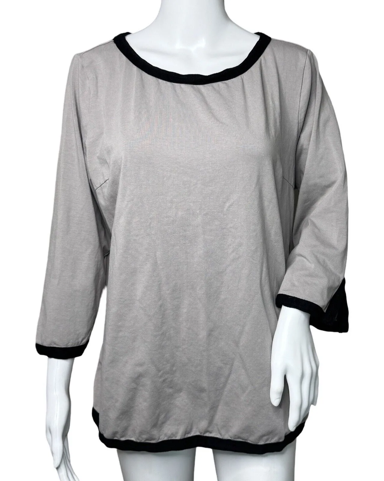 Gretchen Scott Shirt Womens XXL Goddess Gray Black Tunic Neutral Minimalist - Image 1