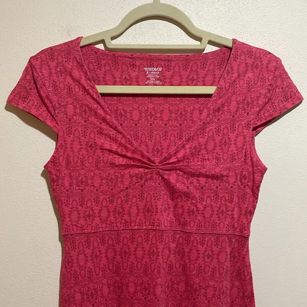 Toad & Co Rosemarie Dress Pink Sorbet Tapestry Print Pattern Outdoor Size XS - Image 4