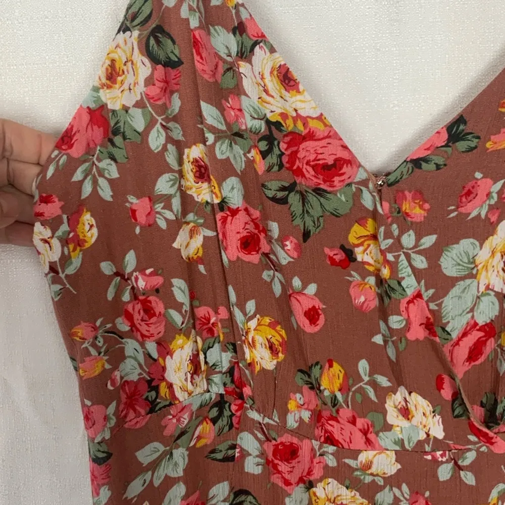 Lulu's size medium floral maxi dress tank split rose mauve flowers guest party - Image 6