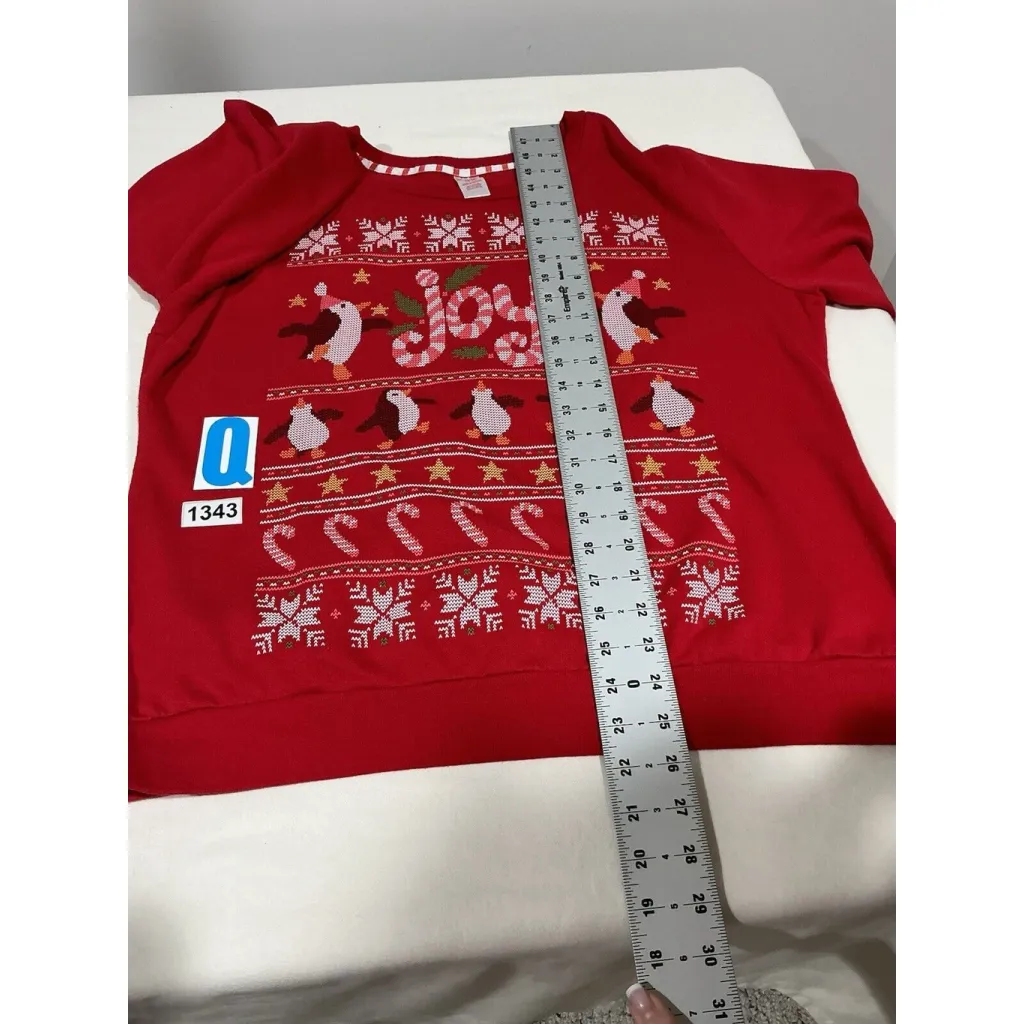 Womans Holiday Time Sweatshirt Xl (16-18) Red Christmas Theme Pullover - Image 6
