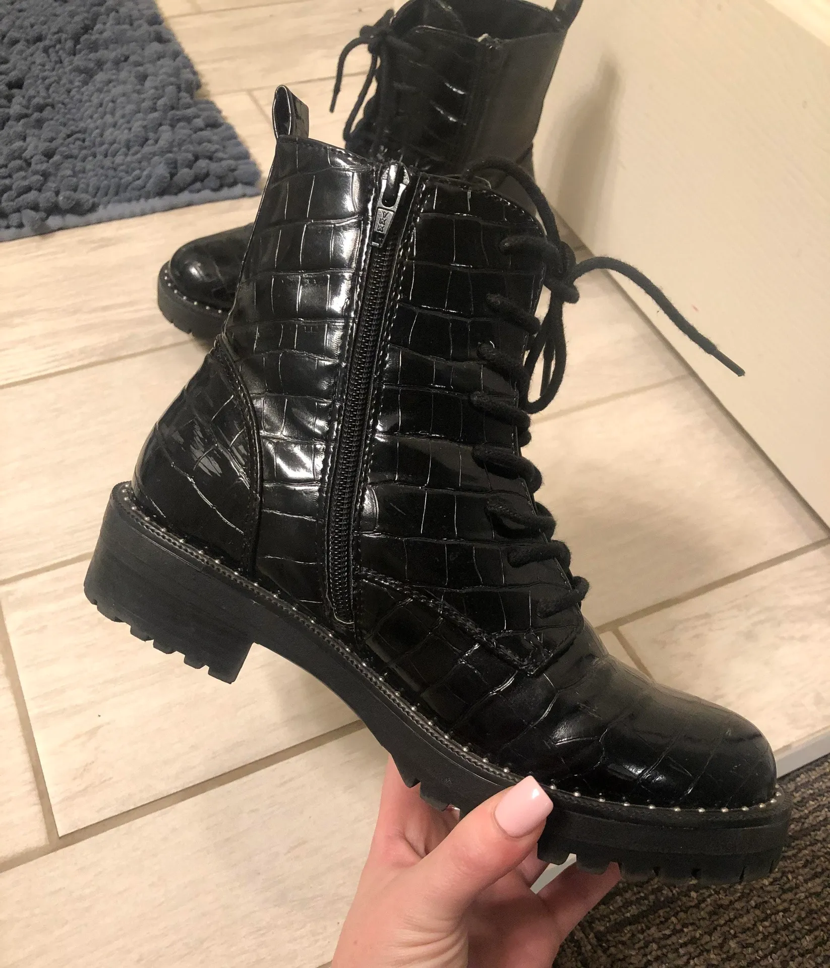 Combat Boots Black Size 8 - Image 3