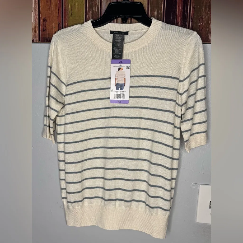 Set of 2/Matty M Women's Short Sleeve lightweight Sweater, Multi, Green Size XS - Image 5