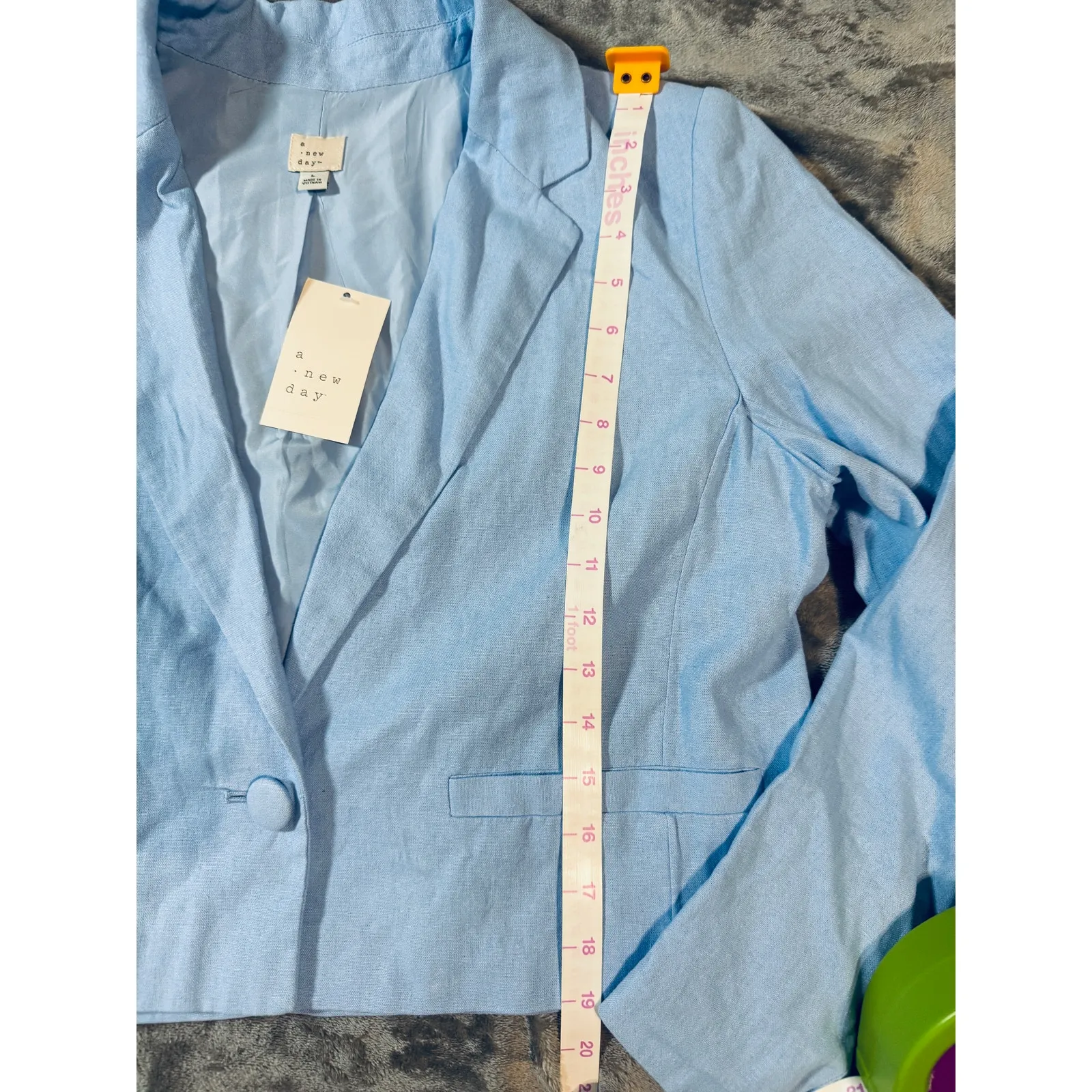 NWT‎ a new day Size Large Linen Blend Cropped Blazer Women Light Blue Beach - Image 9