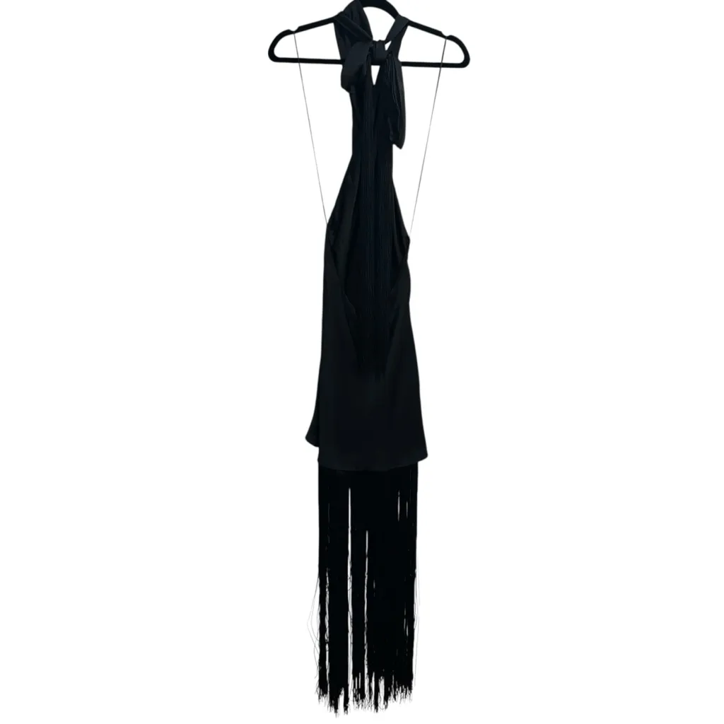 NEW NWOT Show Me Your Mumu Jasmine Fringe Halter Maxi Dress Black Luxe Satin - Image 8