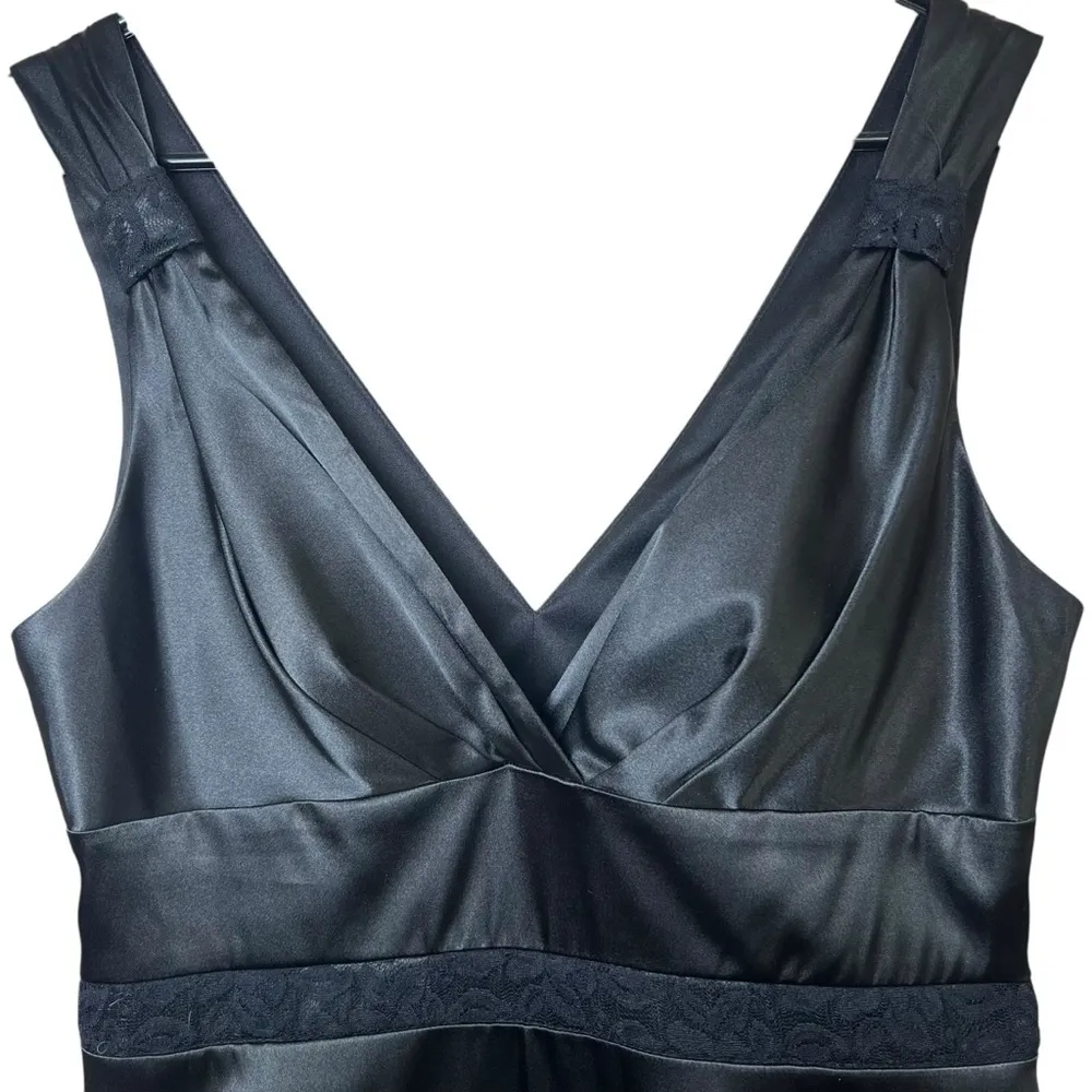 Bisou Bisou Black Satin Lace Black Cocktail Dress Michele Bohbot Sexy Sz 10 NEW - Image 7