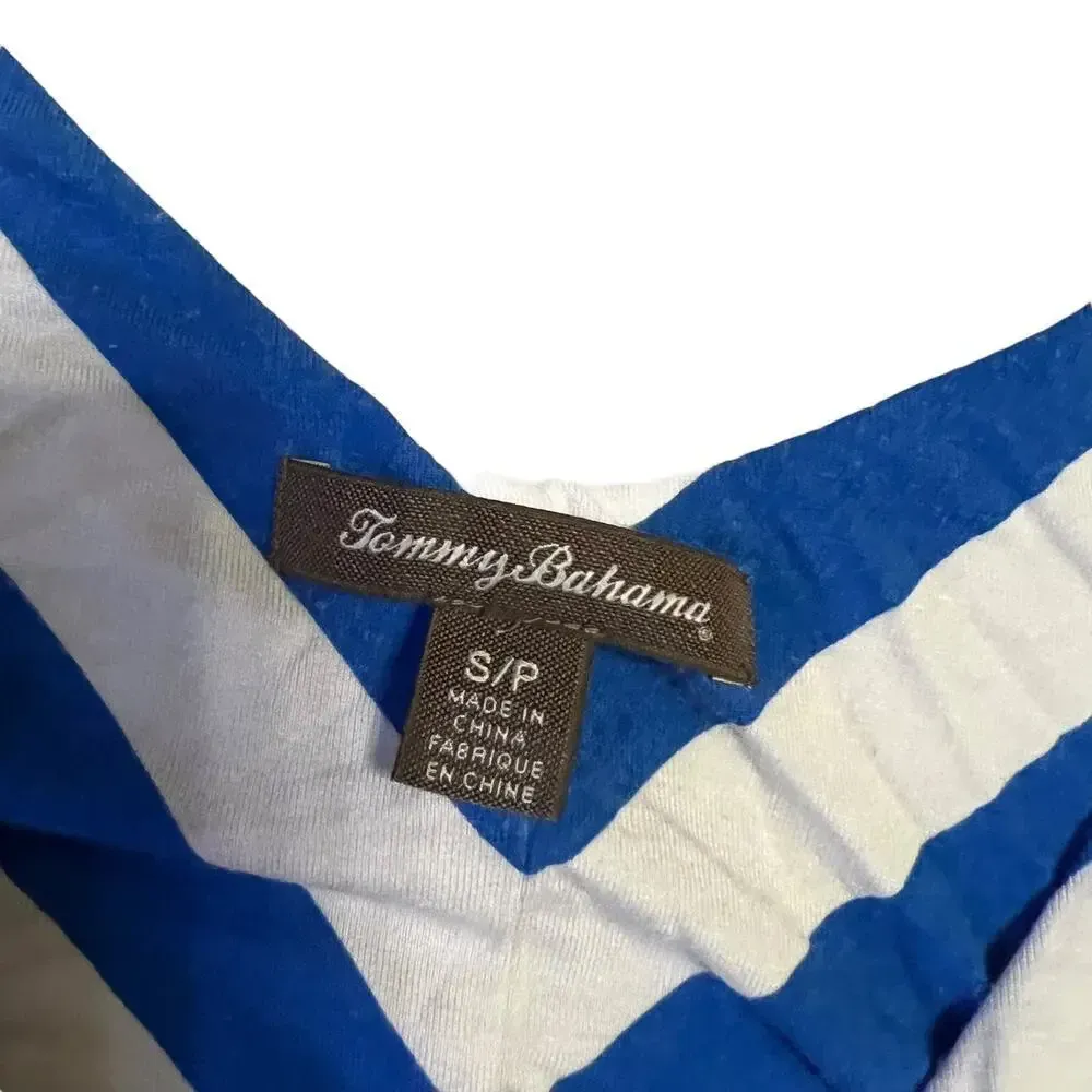 Tommy‎ Bahama Women's Small Blue/White Sleeveless High Neck Chevron Maxi Dress - Image 2