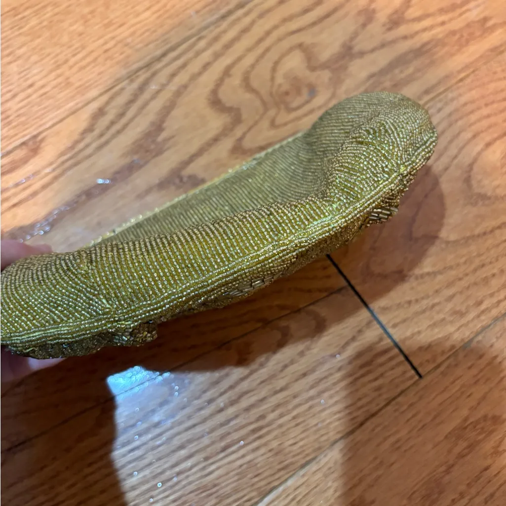 Vintage Gold Beaded Evening Clutch Wedding Formal Purse - Image 3