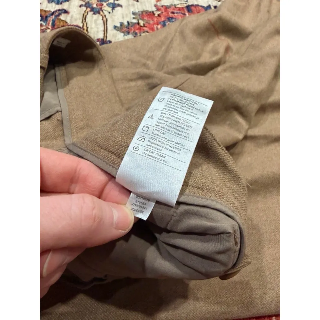 Vince Women’s Pleated Wide Leg Trousers Size 14 Tan Wool Blend Work Dress Pants - Image 10