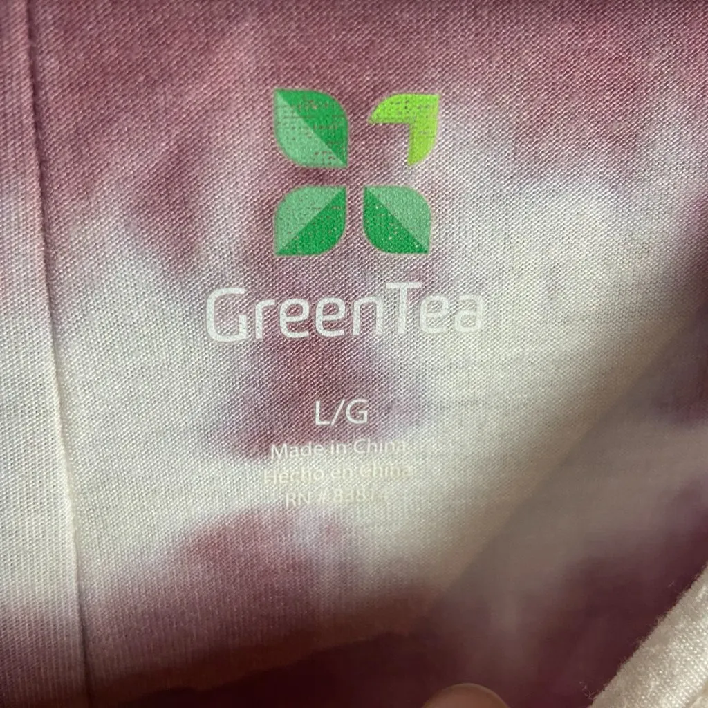 Green Tea Size Large Pink White Tie Dye High Low Tee Soft Casual Oversized Boho - Image 2