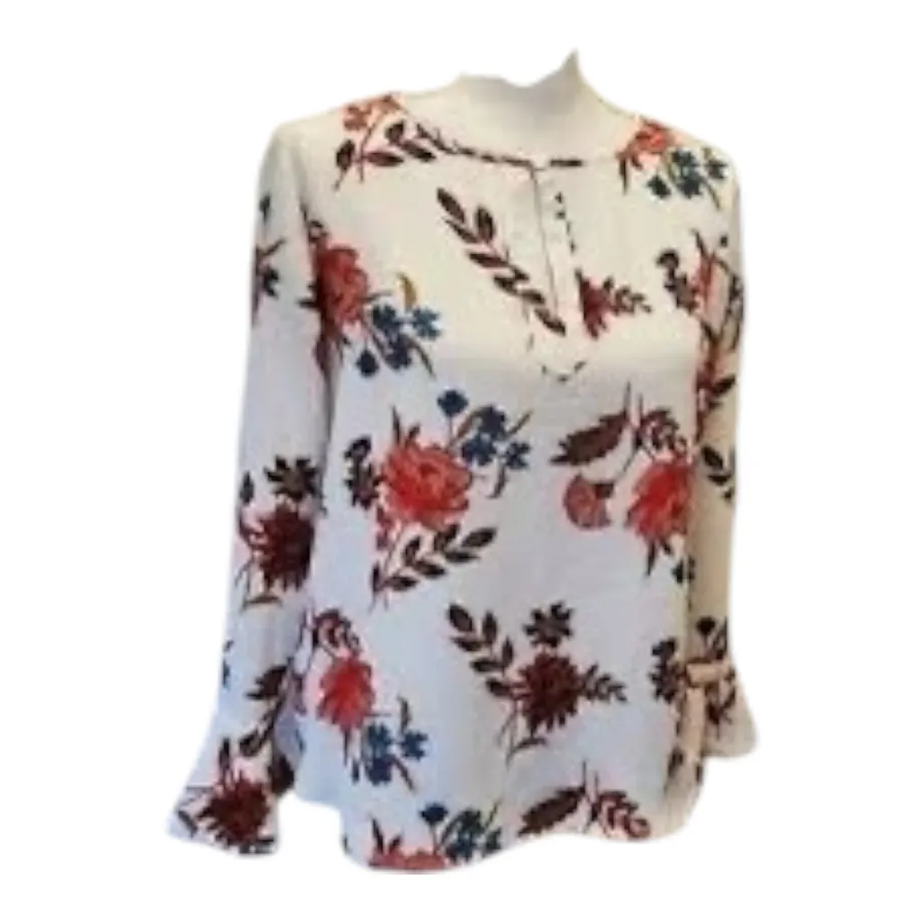 Loft  Floral Blouse - Red and rust colored hues - Image 5