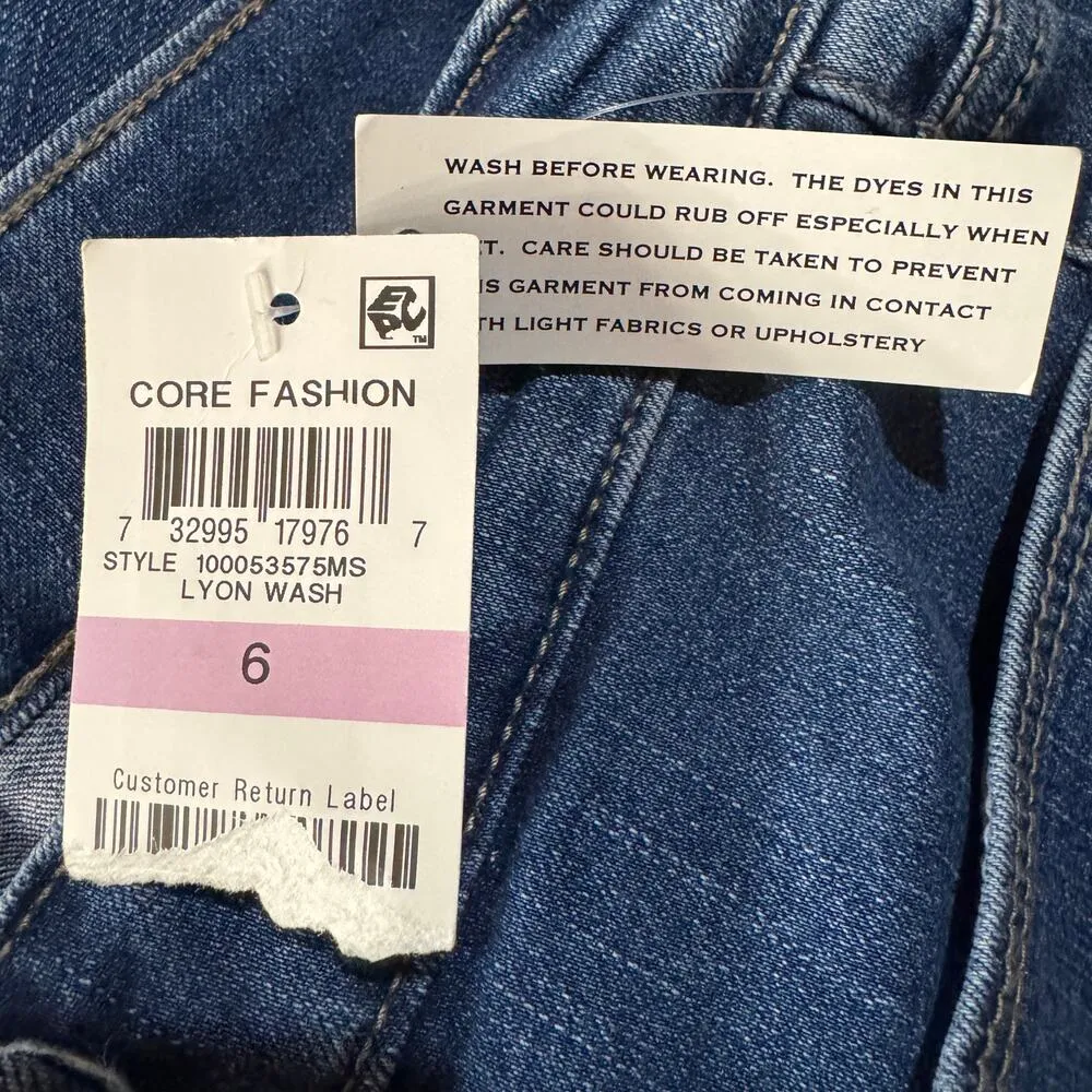 Charter Club SZ 6 Capris Jeans Stretch Mid-Rise Zip-Fly Slits Medium Wash Blue - Image 6