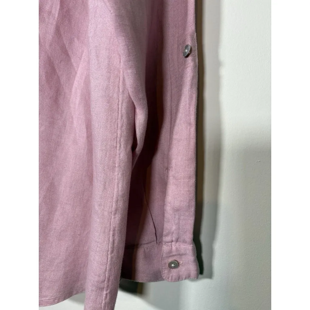 J JILL Love Linen Pink Long Sleeve Button - Image 5