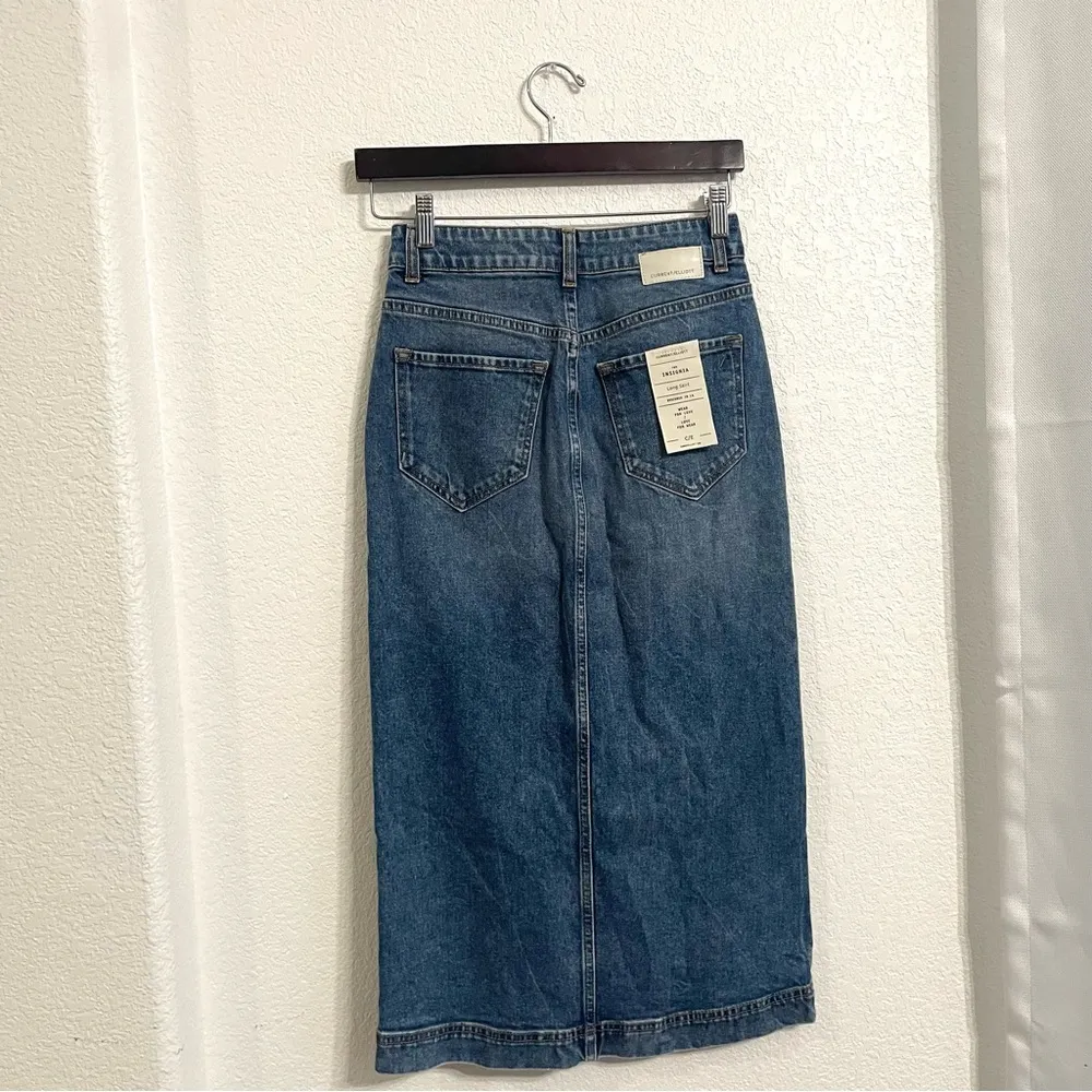 NWT Current/Elliott Womens Skirt Blue Denim Jean The Insignia Midi Size 26 - Image 2