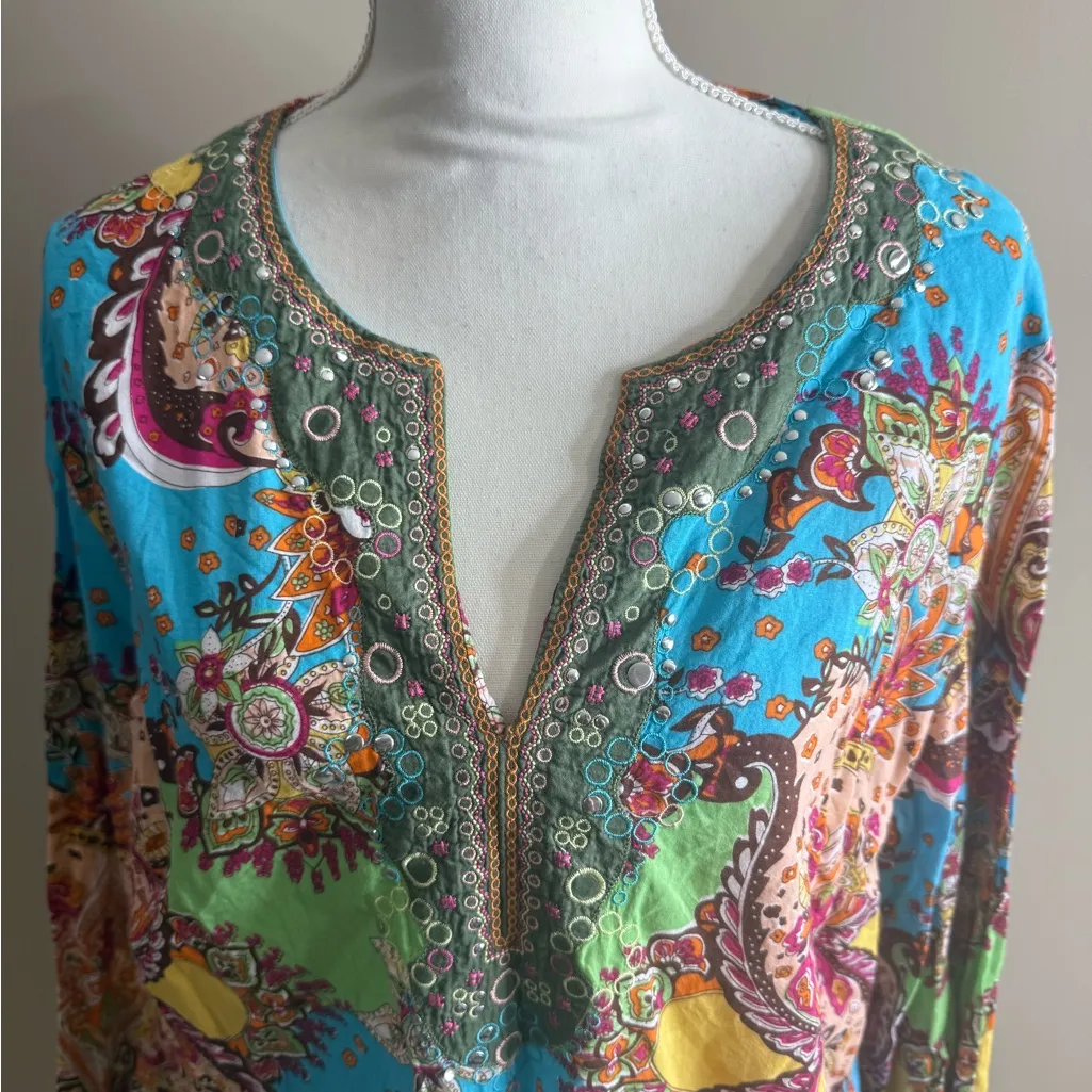 Saint Tropez West Multicolor Paisley Tunic size 1x - Image 5