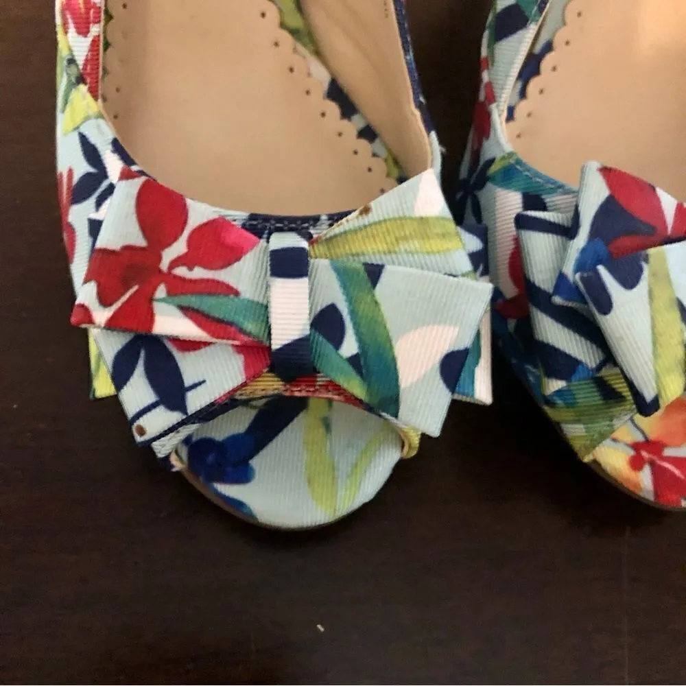 Kelly & Katie Floral Heels Open Toe with Bow Size 6 - Image 4
