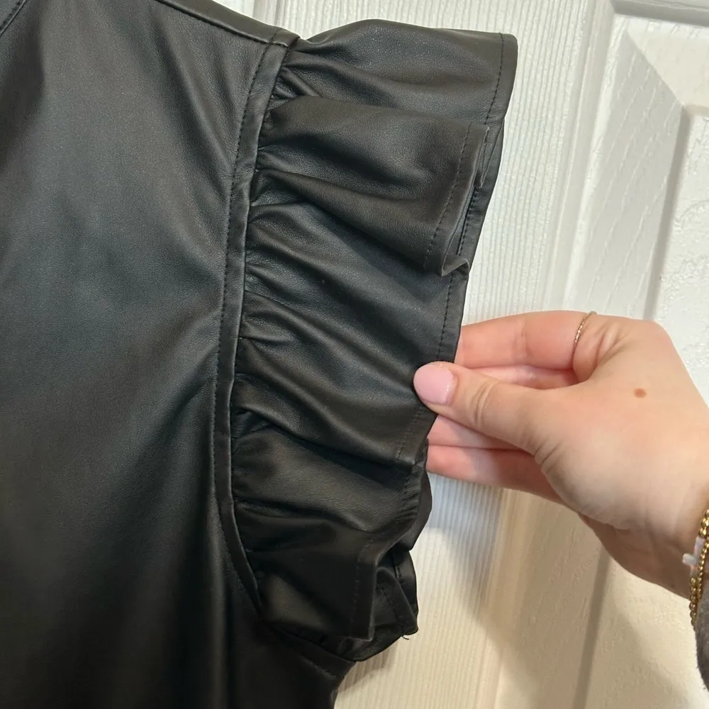 SSYS The Label Leather Flutter Tier Dress Black Leather Medium - Image 6