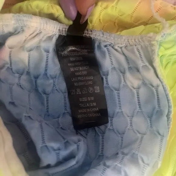 New Mix Tie Dye Size S/M Leggings Yoga Pants Scrunch Butt Womens Yellow Pink Blu - Image 4