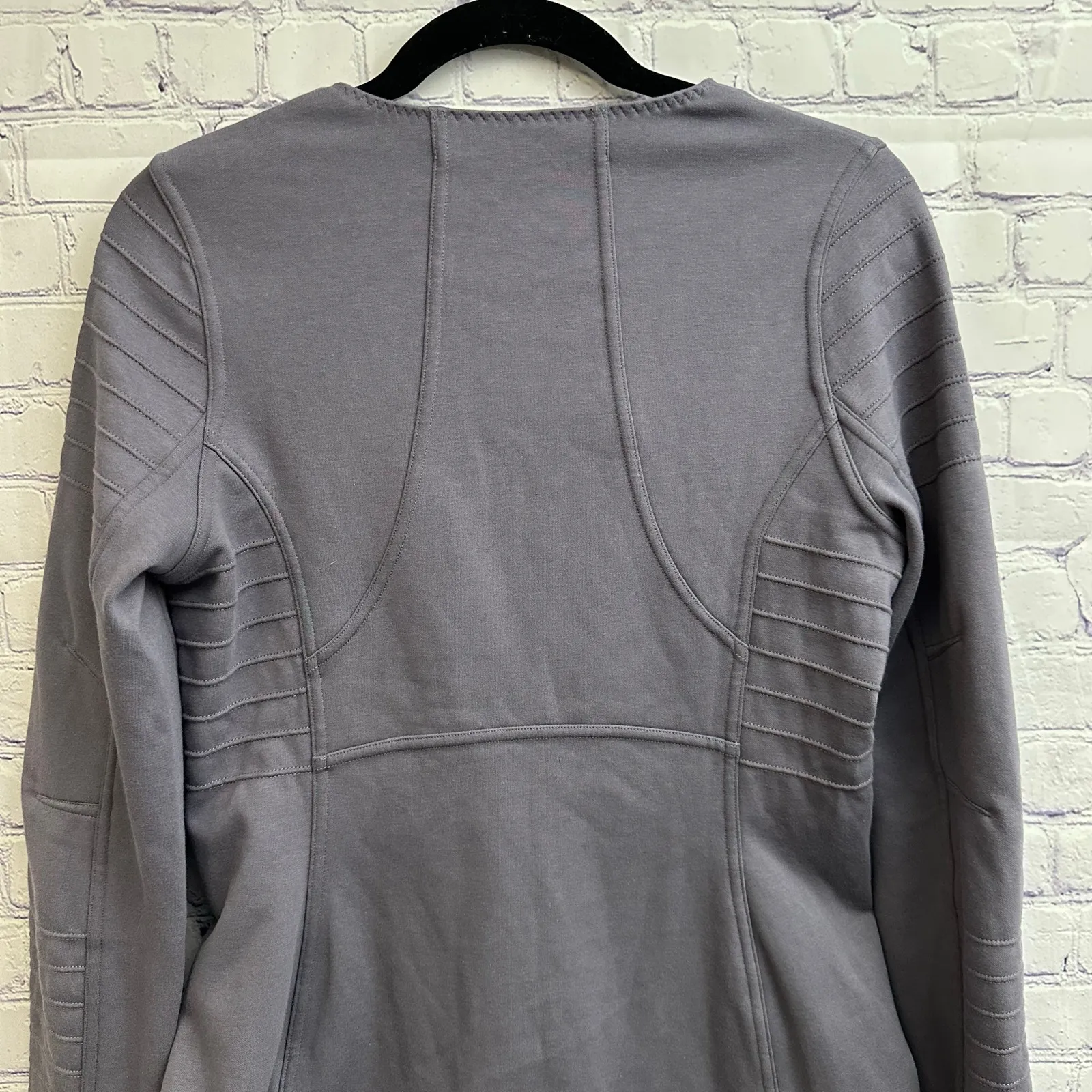 Athleta Moto Jacket Small Purple Asymmetric Full Zip Long Sleeve Textured Soft - Image 5