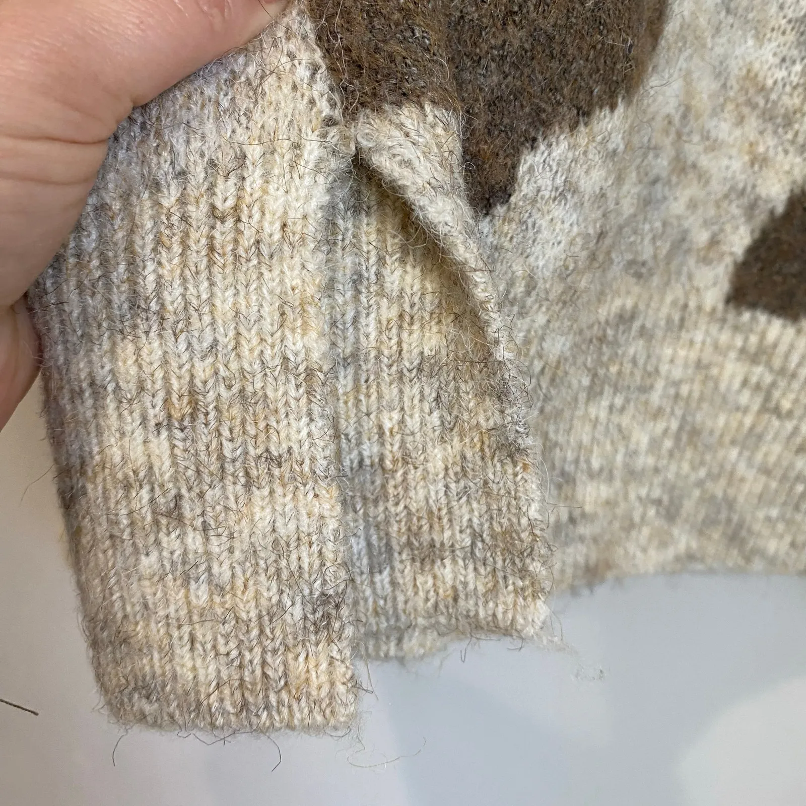 Anthropologie Moth Camo Knit Pullover Sweater Brown Tan S Soft Cozy Fall - Image 5