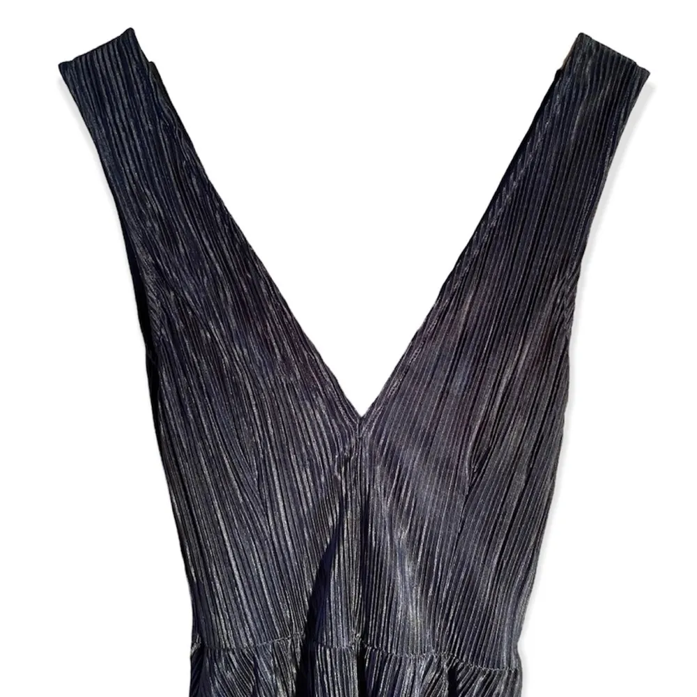 H&M Pleated Plunge Mini Dress Minimalist Black Size 2 NEW NWT - Image 3