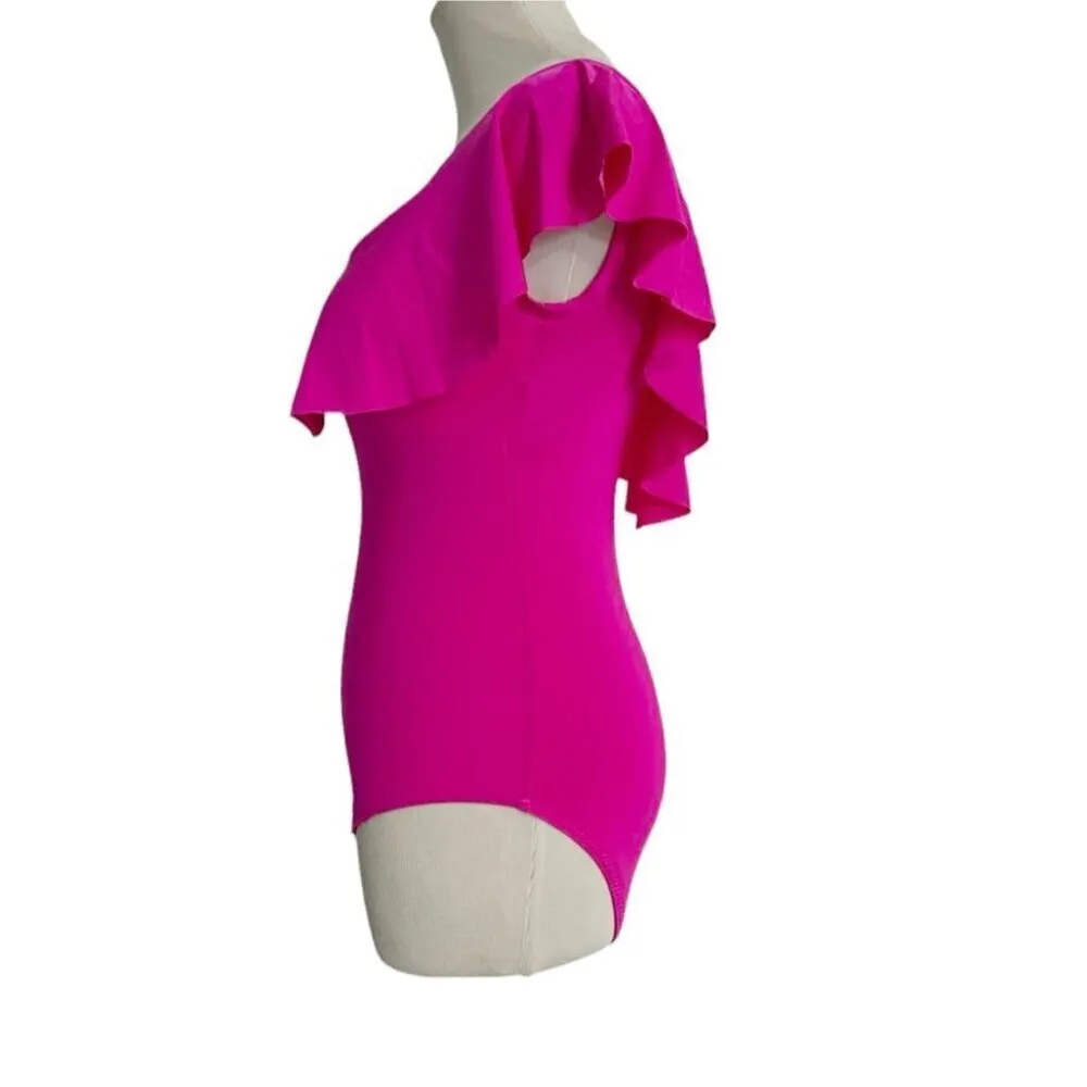 Trina Turk Size 2  One Piece Off The Shoulder Bathing Suit Swimwear Ruffle - Image 6