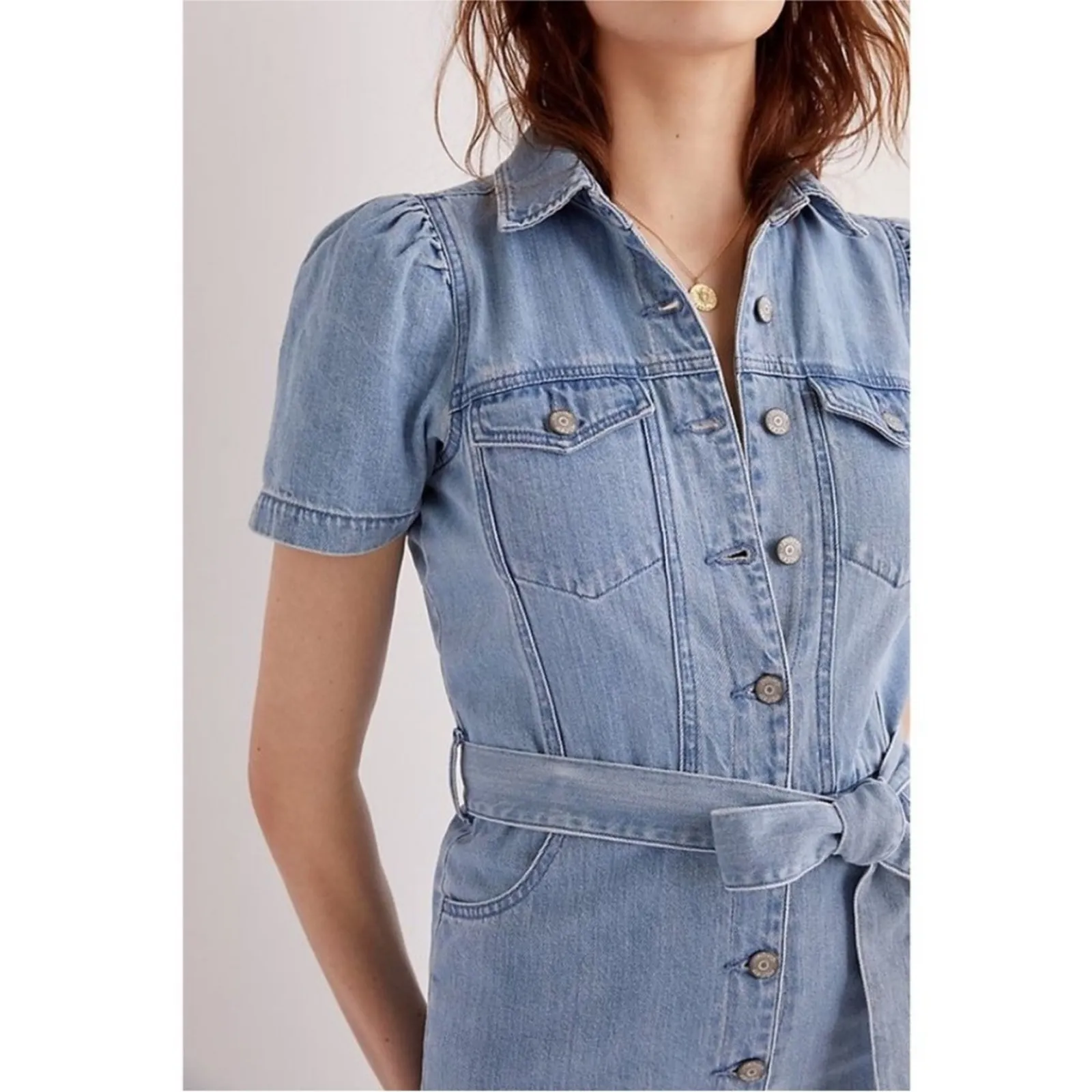 Anthropologie X Boyish The Vincent Coverall Jumpsuit Denim Tie Waist NWT Small - Image 2